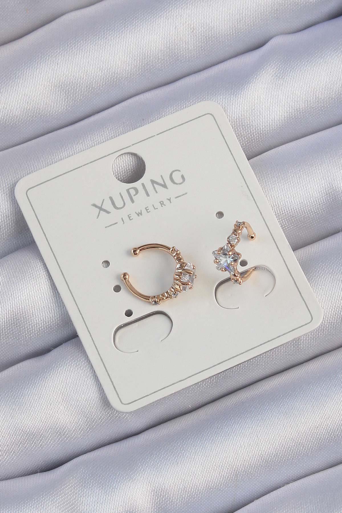 Xuping%20Rose%20Renk%20Zirkon%20Taşlı%20Yıldız%20Model%20Earcuff%20Küpe