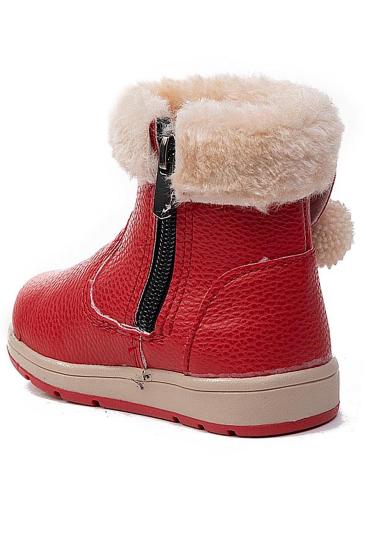 Bluefeet B340 Kırmızı Termal Kürklü Kız Bebe Çocuk Bot Ayakkabı