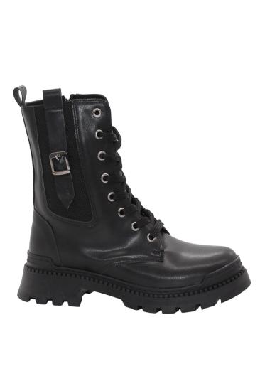 Bluefeet 3084 Siyah Fermuarlı Bağcıklı Kadın Bot Ayakkabı