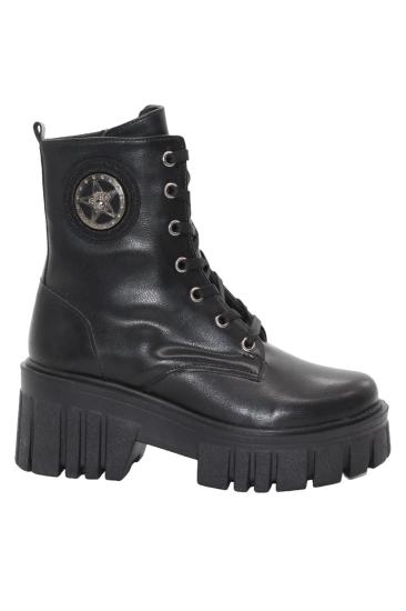 Bluefeet 3086 Siyah Fermuarlı Bağcıklı Kadın Bot Ayakkabı