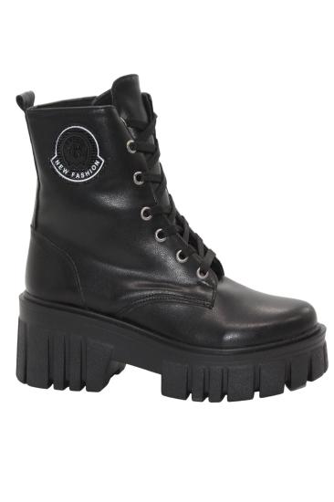 Bluefeet 3087 Siyah Fermuarlı Bağcıklı Kadın Bot Ayakkabı