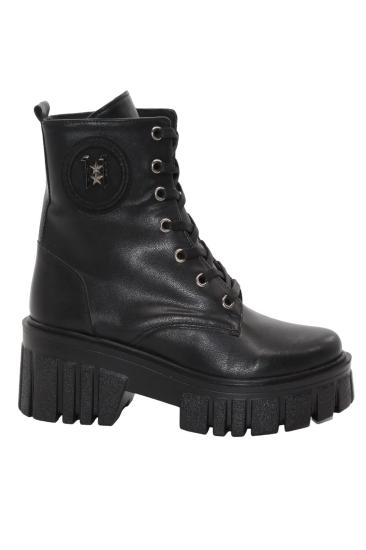 Bluefeet 3089 Siyah Fermuarlı Bağcıklı Kadın Bot Ayakkabı