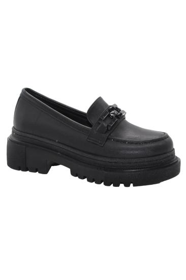 Bluefeet N0325 Siyah Kalın Topuk Kadın Günlük Ayakkabı