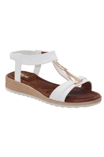 Bluefeet Akç A26 Beyaz Günlük Taşlı Kadın Sandalet Ayakkabı