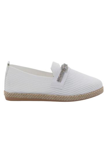 Bluefeet Nwf N987 Beyaz Triko Taşlı Kadın Günlük Babet Ayakkabı
