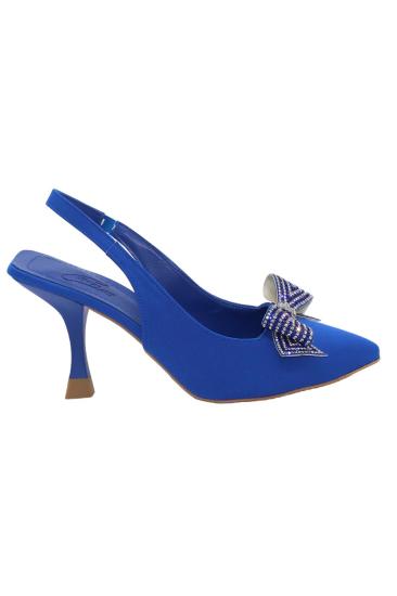 Bluefeet K041 Mavi Fiyonklu 7 Cm Klasik Topuk Kadın Ayakkabı