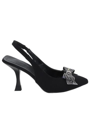 Bluefeet K041 Siyah Fiyonklu 7 Cm Klasik Topuk Kadın Ayakkabı