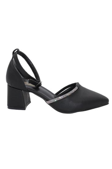 Bluefeet T011 Siyah Taşlı 5 Cm Kalın Topuk Kadın Ayakkabı