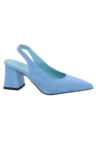 Bluefeet T013 Mavi Düz 5 Cm Kalın Topuk Kadın Ayakkabı