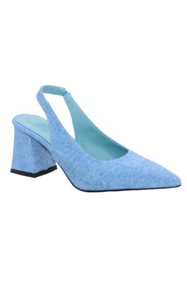 Bluefeet T013 Mavi Düz 5 Cm Kalın Topuk Kadın Ayakkabı
