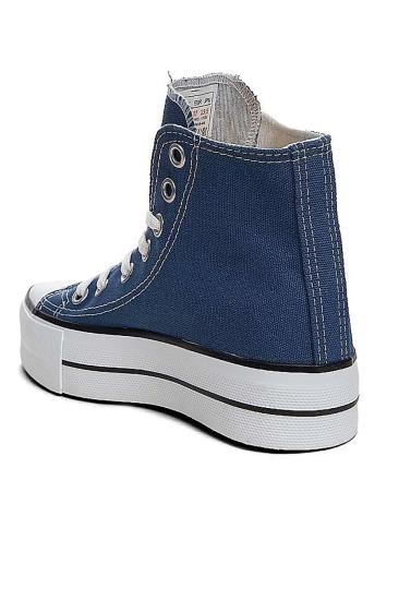 Bluefeet Uzun Mavi Kadın Keten Spor Ayakkabı Sneakers
