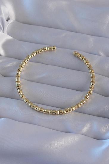 Pirinç Gold Renk Oval Detaylı Bileklik