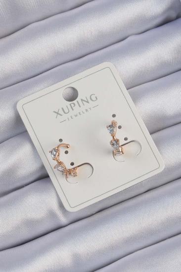 Bluefeet Xuping Rose Renk Damla Zirkon Taşlı Earcuff Küpe