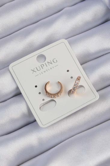 Bluefeet Xuping Rose Renk Zirkon Taşlı Ay Görünümlü Earcuff Küpe