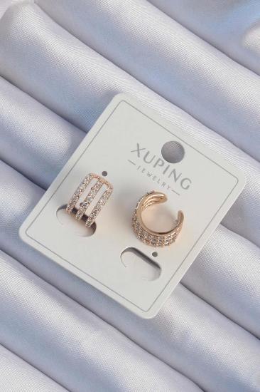 Bluefeet Xuping Rose Renk Zirkon Taş Kaplama Earcuff Küpe